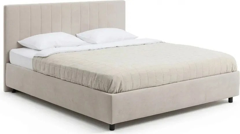 Béžová čalúnená dvojlôžková posteľ s úložným priestorom s roštom 180x200 cm Myra Slim Line – Bonami Selection