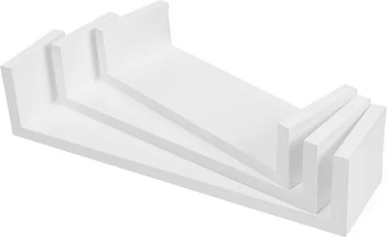 Nástenné poličky, poličky v tvare U, sada 3 ks, biele