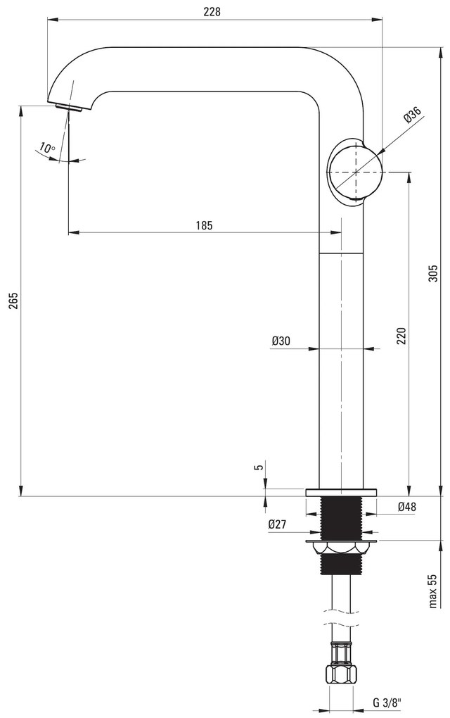 Deante Silia Hexa, vysoká umývadlová batéria h-305, zlatá matná, DEA-BHS_R24K