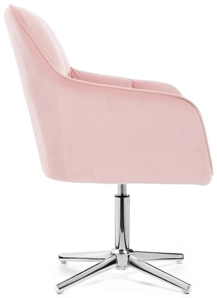 LuxuryForm DESIGN Kreslo AMALFI VELUR na striebornom kríži - ružové