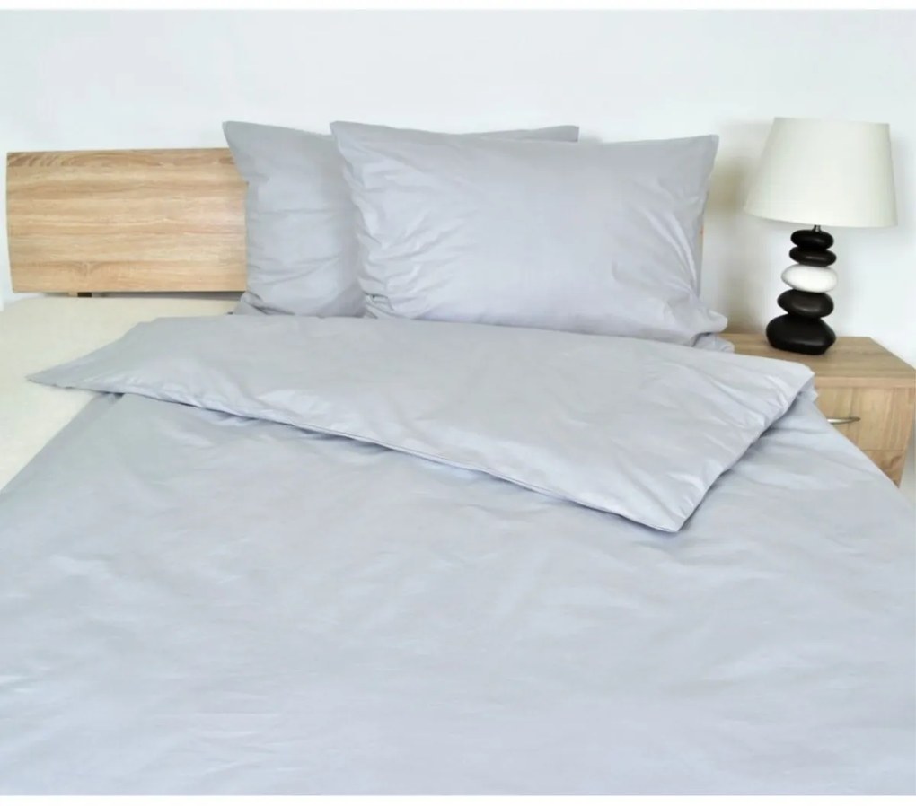 Súprava 1+1 posteľnej bavlnenej obliečky, Jednofarebné, šedé