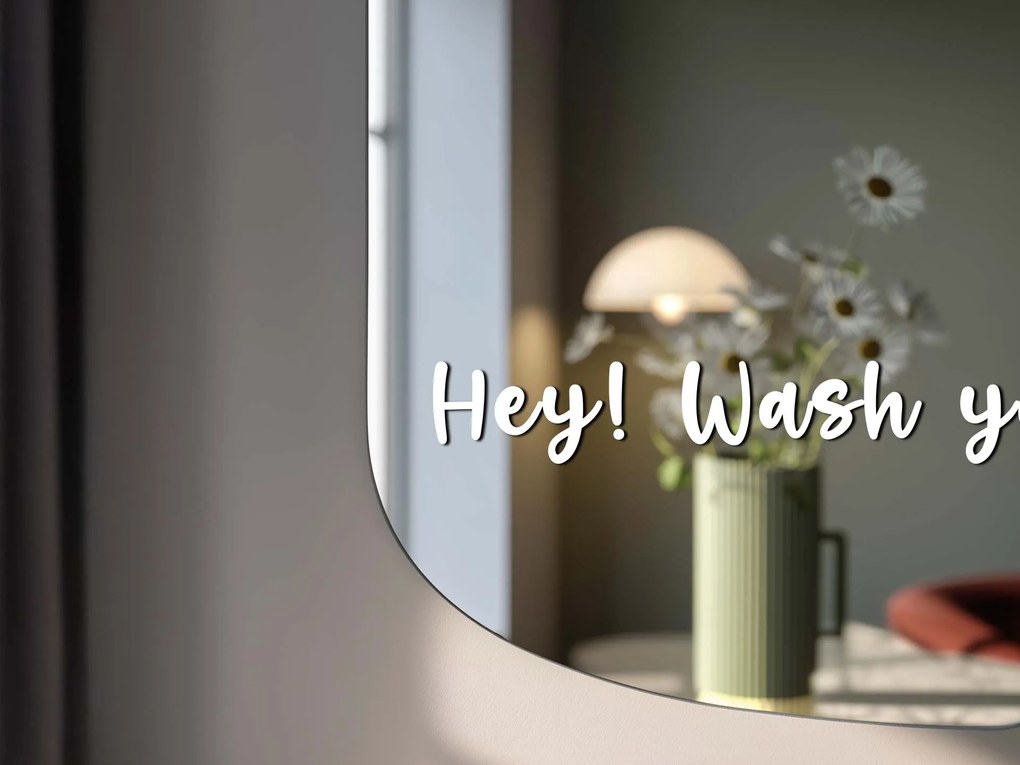 Nálepka na zrkadlo S32 – Hey! Wash your hands.