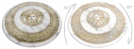 Koberec okrúhly EMERALD exkluzívne 1011 glamour, medúza grécky rám krém / zlato Veľkosť: kruh 120 cm