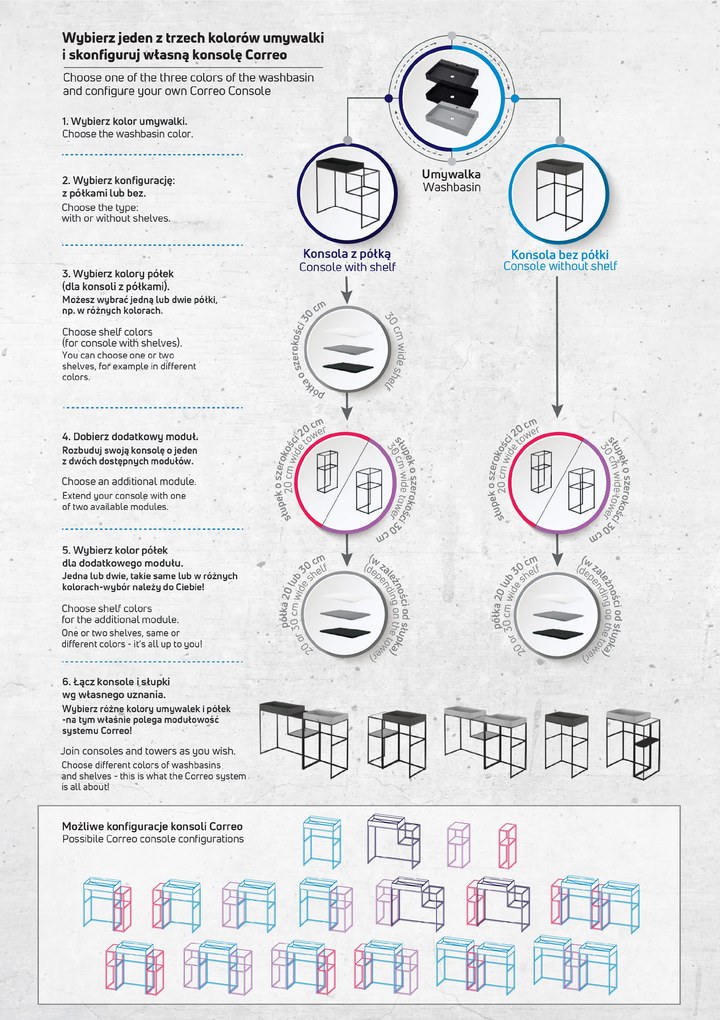 Deante Polička Correo Stone pre modulárny systém - CBL N20B, čierna