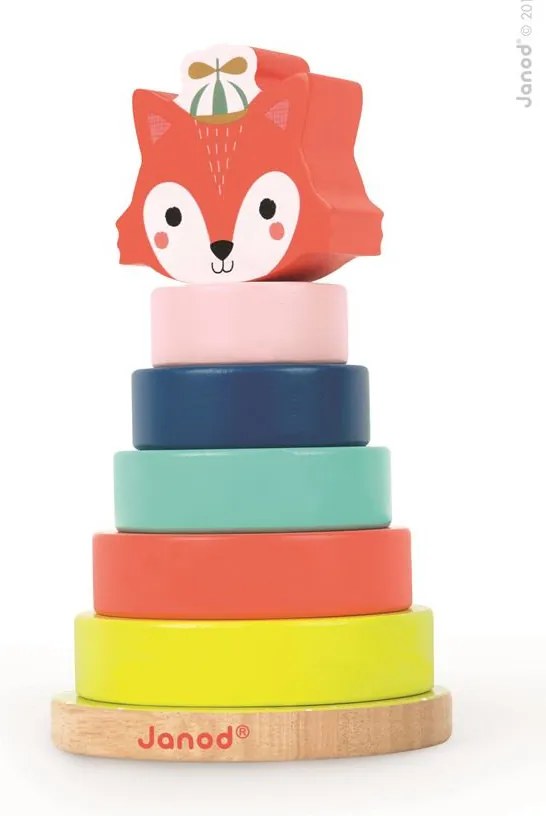 Drevená stohovacia pyramída s líškou