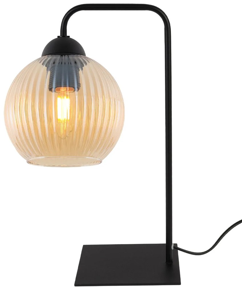 Stolná lampa Riffle Round, 1x medové sklenené tienidlo