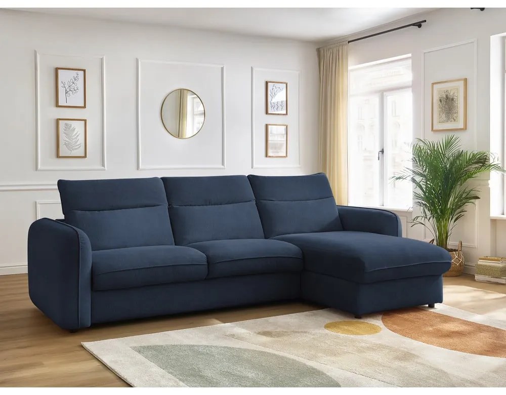 Tmavomodrá rozkladacia rohová pohovka (variabilná) Achille – Bobochic Paris