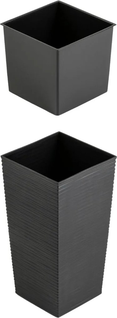 Plastový květináč Porto Riflo 36x19x19 cm černý