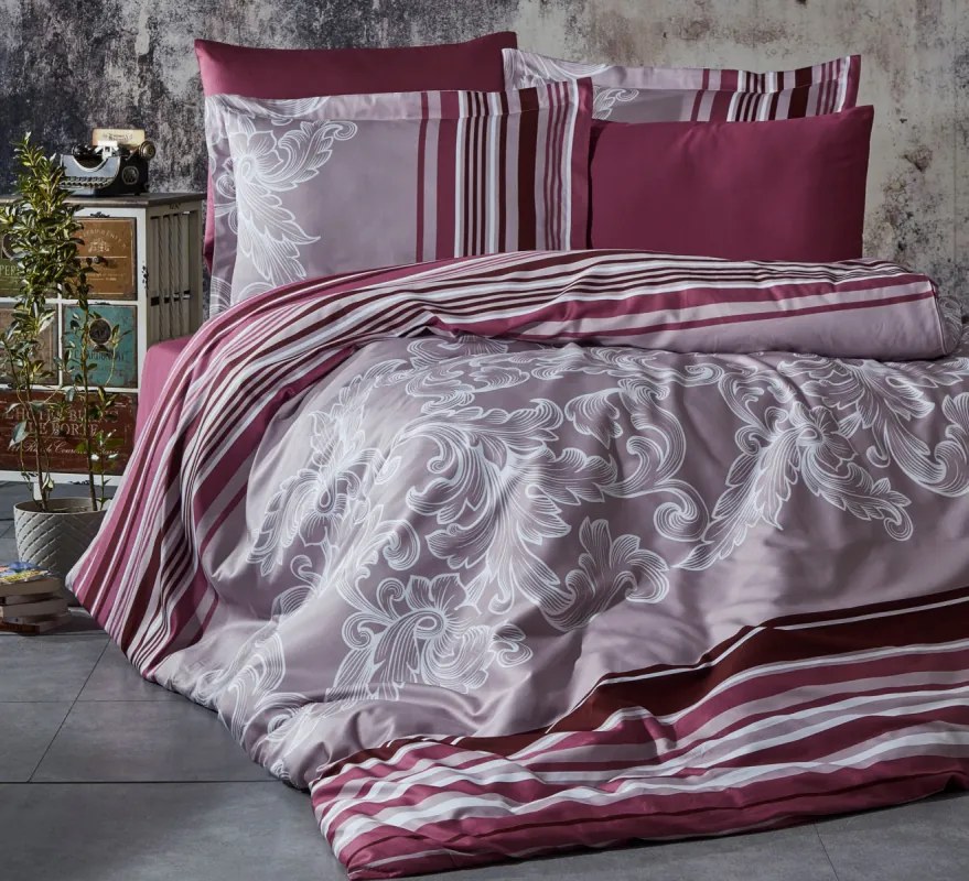 Brotex Obliečky Satén 140x200, 70x90cm Sonet bordo zips