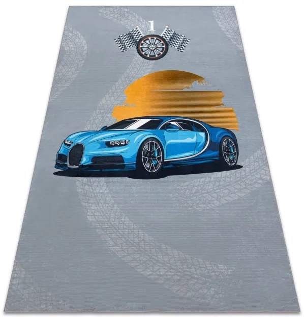 Detský koberec protišmykový BAMBINO 41730 Auto, sivý / modrý