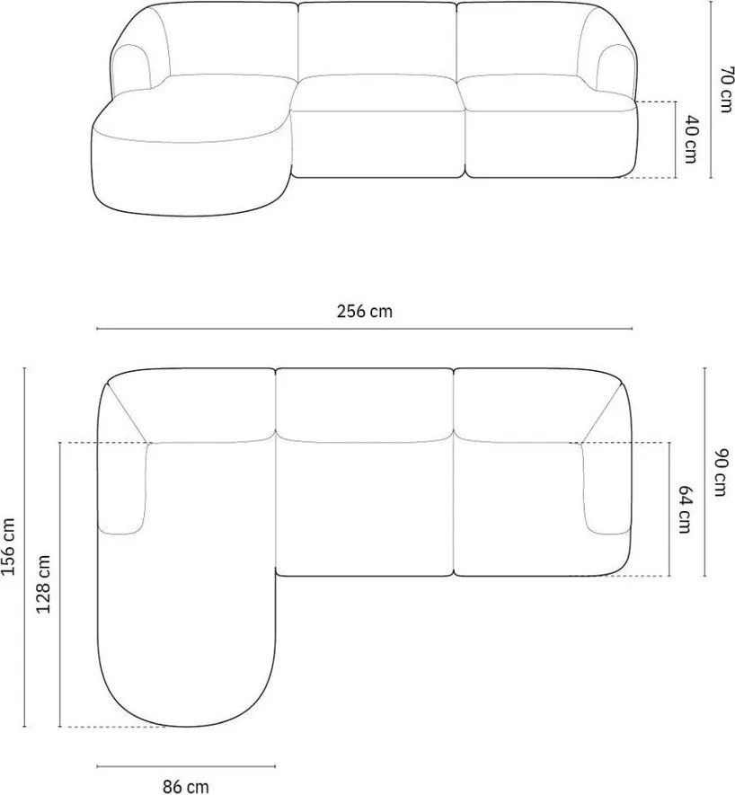 Béžová zamatová rohová pohovka (ľavý roh/s leňoškou) Campi – Cosmopolitan Design