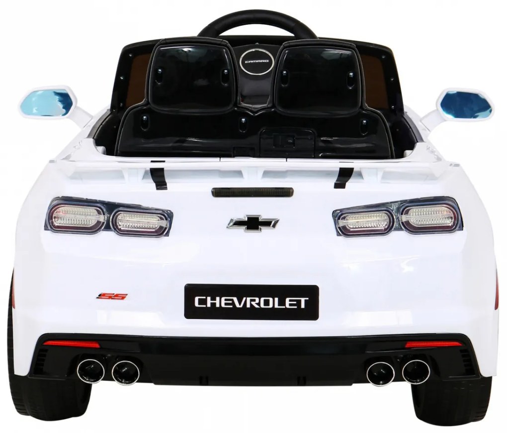 RAMIZ Elektrické autíčko - Chevrolet CAMARO 2SS - biele - 2x35W MOTOR - 12V7Ah BATÉRIA - 2023
