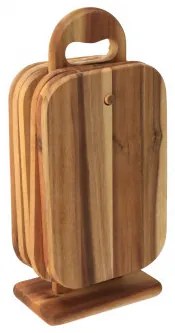 Kesper Súprava 6 drevených doštičiek na stojane, akáciové drevo (23x15x1cm)