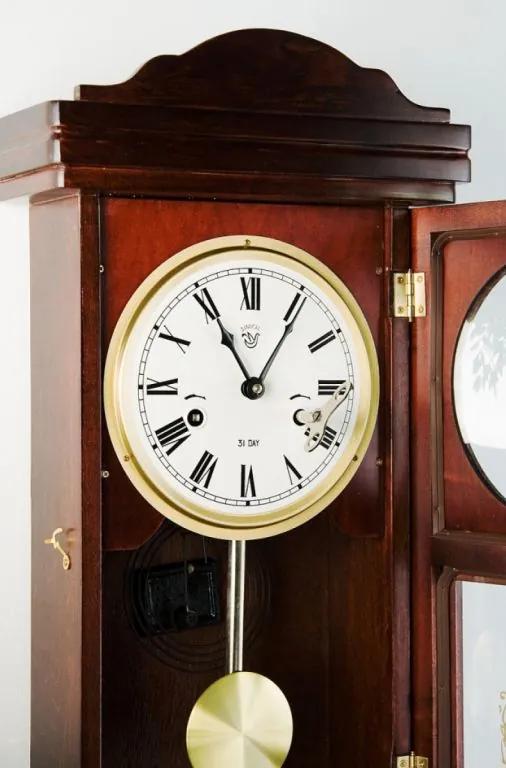 Nástenné kyvadlové hodiny THESEUS, mahagón, 60 cm
