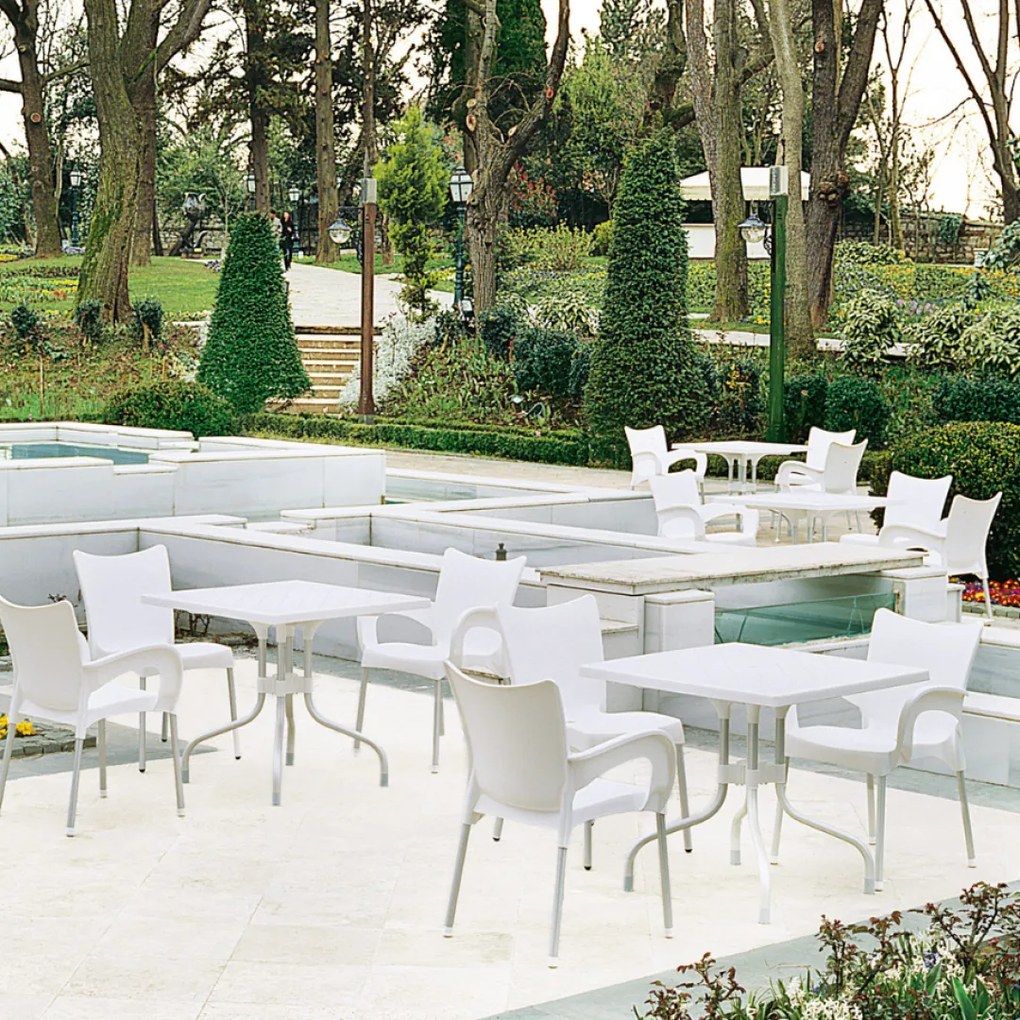 ROMEO záhradná stolička s podrúčkami white