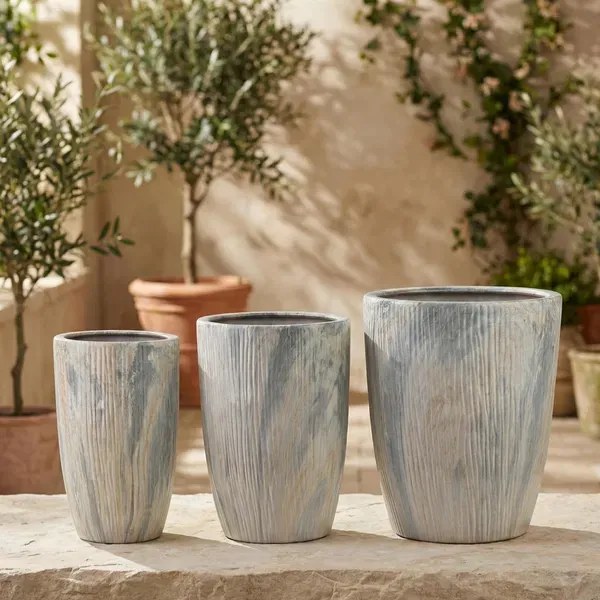 Sada 3 ks kvetináčov NEVA MARBLE IX béžová/sivá