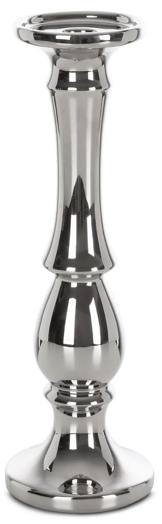 KERAMICKÝ SVIETNIK JOLY 10X10X32 CM STRIEBORNÁ