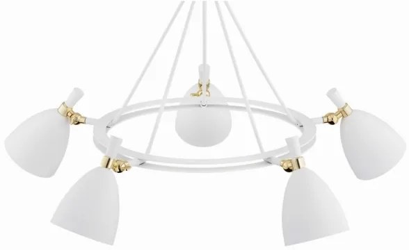 Argon 2117 - Luster na tyči CHARLOTTE 5xE27/15W/230V biela/zlatá
