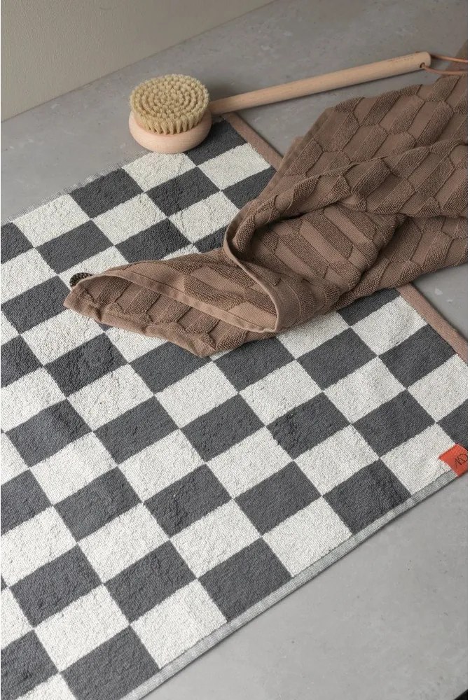 Antracitová/béžová kúpeľňová predložka do sprchy z bio bavlny 50x80 cm Retro – Mette Ditmer Denmark