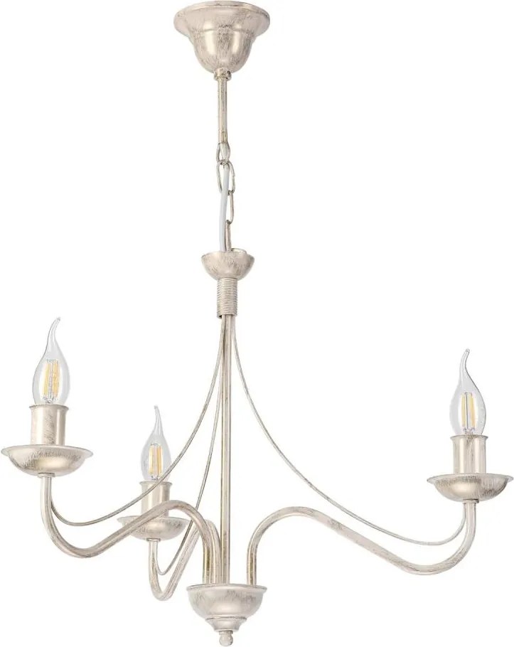 Luster na reťazi ANTON 3xE14/60W/230V biela patina