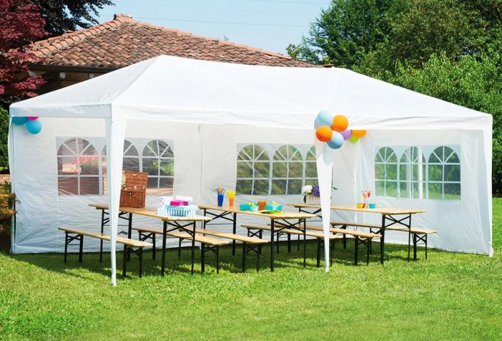Záhradný stan 6 stenový 3x6 m - biely