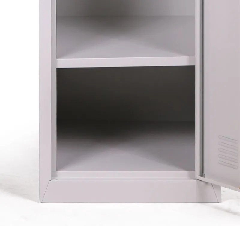Šatníková skrinka s úložnými boxami, 2 boxy, 1800 x 380 x 450 mm, cylindrický zámok, sivá/tmavosivá