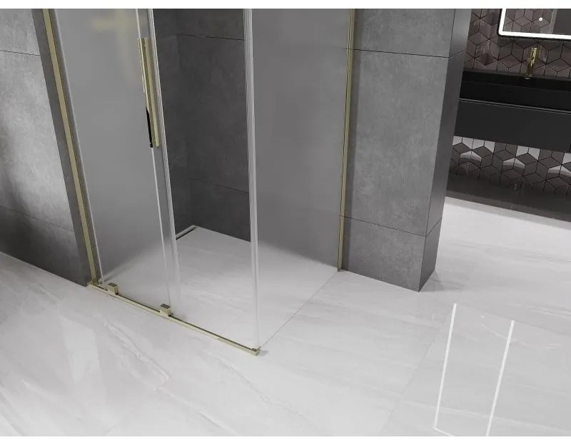 Mexen Velar L, sprchový kút s posuvnými dverami 120 x 110 cm, 8mm sklo námraza, zlatá lesklá, 871-120-110-33-50
