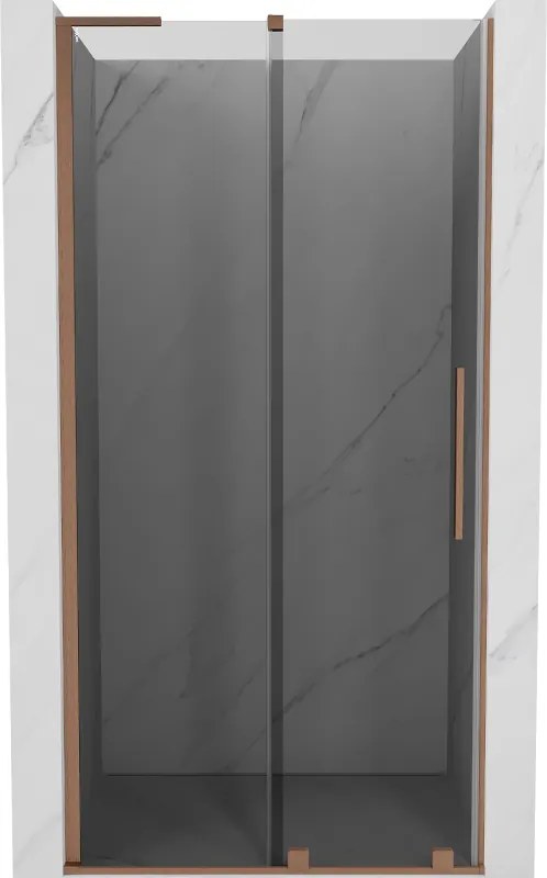 Mexen Velar L, posuvné sprchové dvere do otvoru 110 cm, 8mm šedé sklo, medená matná, 871-110-003-41-65