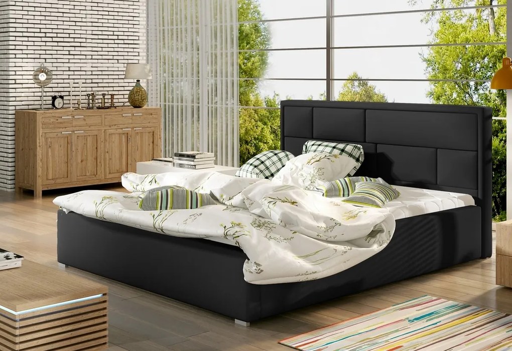 Manželská postel SAMBA + rošt + matrace DE LUX, 140x200, soft 11