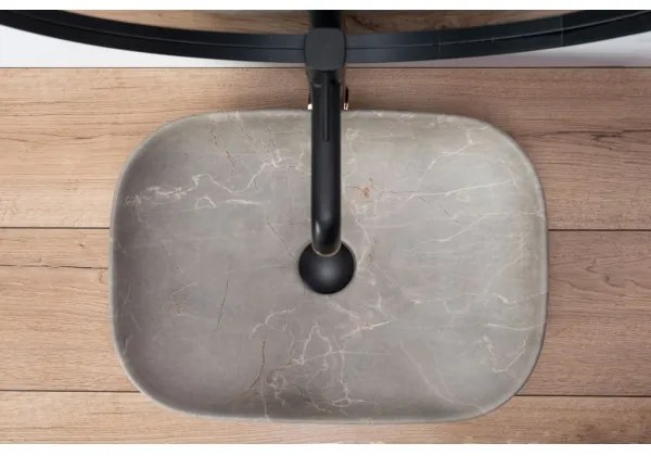 REA-U3802 - Umývadlo na dosku LIVIA 33,5x46,5 cm keramika/šedá/mramorový dekor