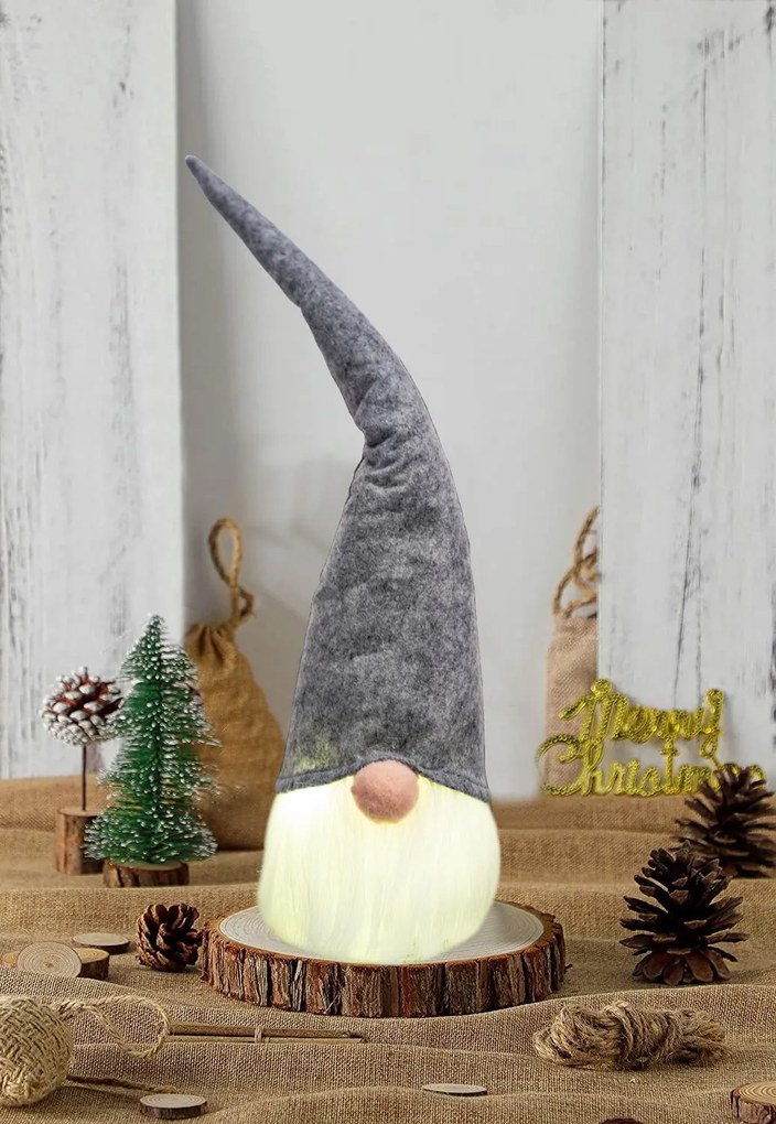 Tutumi Tutumi, LED vianočný svietiaci škriatok 40cm YX039, šedá, CHR-09633