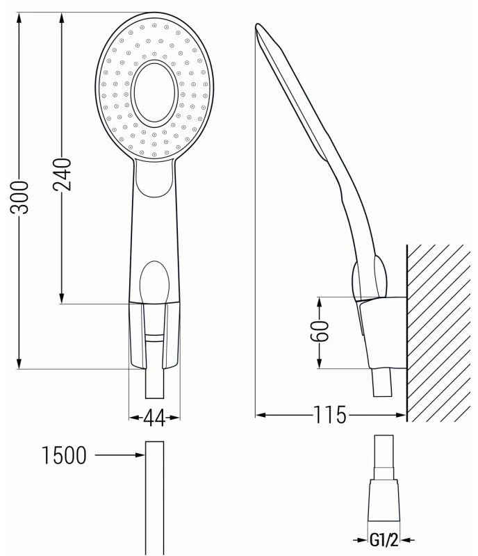 Mexen príslušenstvo - 1-bodový ručný sprchový set R-73, chróm/biela, 785735052-02