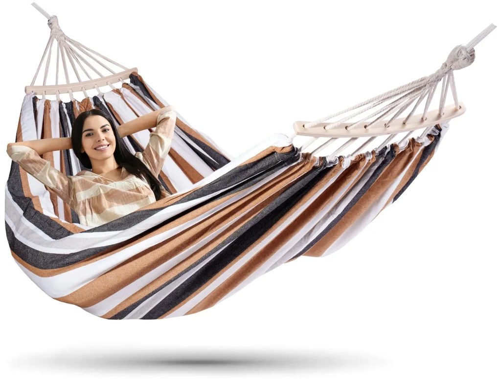 Závesná sieť EDEN pre 2 osoby béžovo-čierna