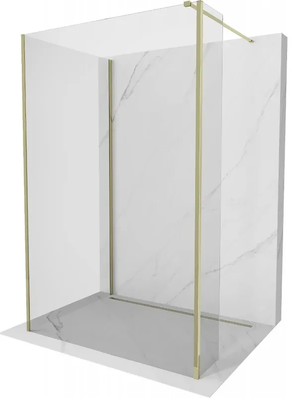 Mexen Kioto sprchová stena Walk-in 120 x 85 x 30 cm, transparentná, zlatá - 800-120-085-221-50-00-030