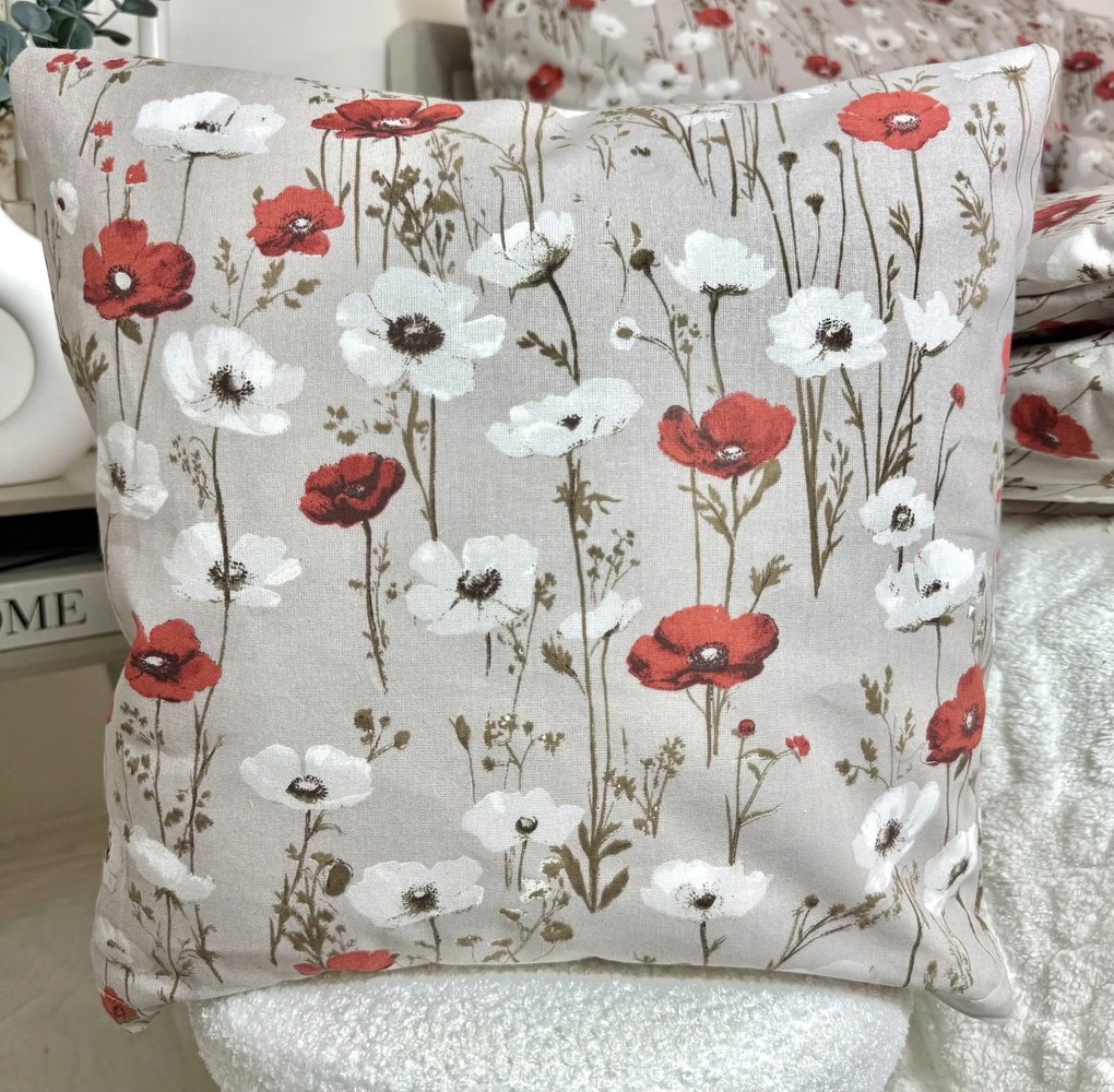 INTERMEDIC SK Vankúšová obliečka 40×40 – Béžové Maky, 100 % bavlna