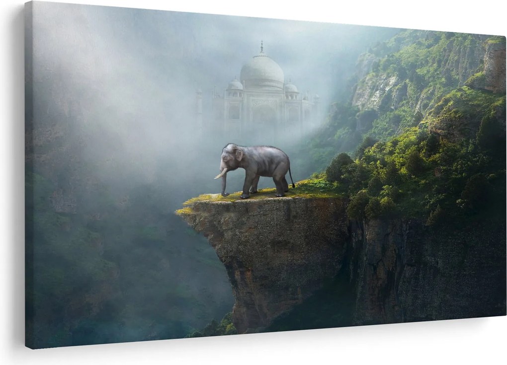 Obraz - Sloník na vrchole Taj Mahal (90x60 cm)