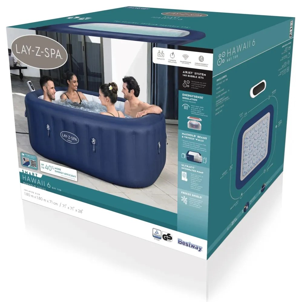 Lay-Z-Spa HAWAII SMART Air Jet Jacuzzi BESTWAY 6001H