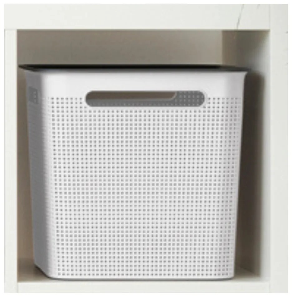 Úložný box s rúčkami BRISEN 18l, 29x29x29 cm, biely S vekom / Bez veka: Bez veka