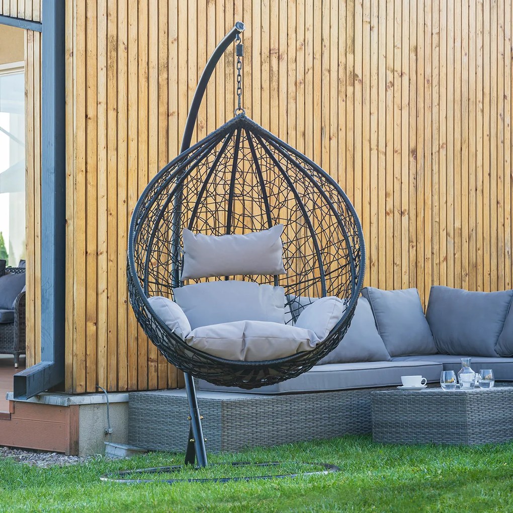 Závesné hojdacie kreslo Ibiza - čierna / sivá