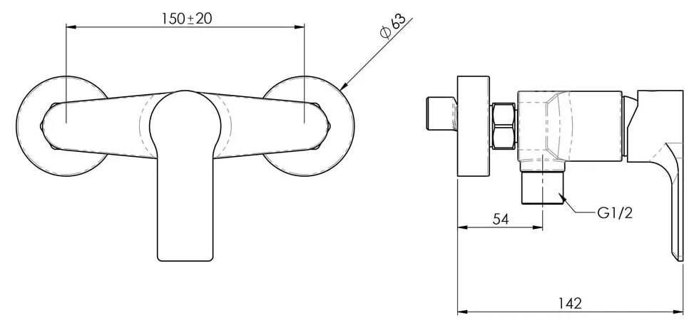 Biela nástenná sprchová batéria (1 výstup) Pax – Sapho
