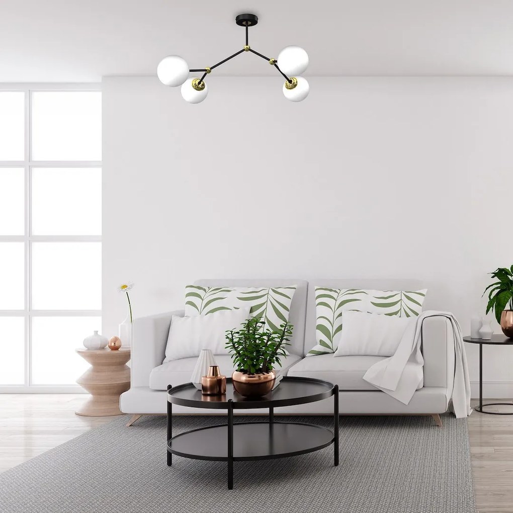 Stropné svietidlo Joy, 4x biele sklenené tienidlo, b/g