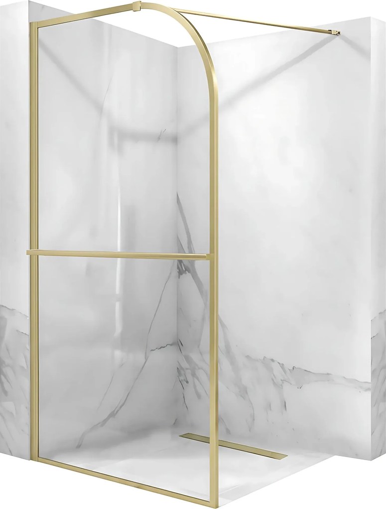 Rea SKY, sprchová zástena WALK-In 100x200 cm, 8mm číre sklo, zlatá matná, KPL-K4330