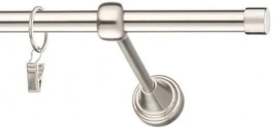 Dekorstudio Niklová jednoradová garniža LUNA 19mm Dĺžka: 180cm, Typ uchytenia: Držiak modern, Typ príslušenstva: Krúžky tiché so štipcami