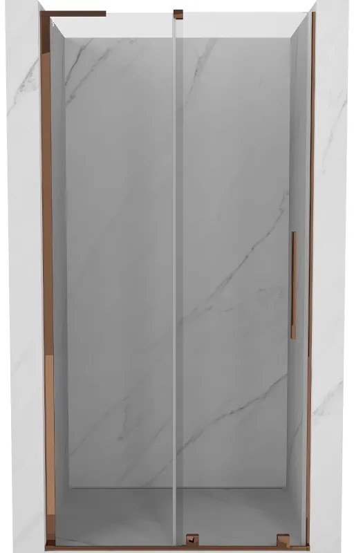 Mexen Velar L, posuvné sprchové dvere do otvoru 120 cm, 8mm číre sklo, ružové zlato, 871-120-003-01-60