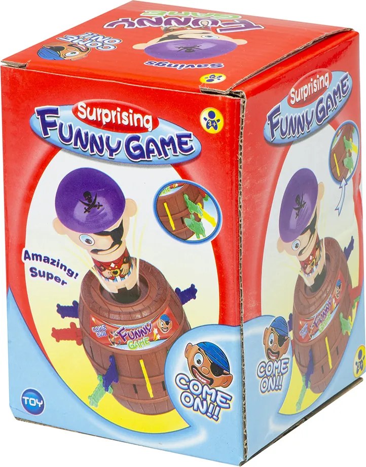 KIK Šialená pirátska rodinná arkádová hra Mad Pirate - Pirátsky sud s pirátom a 16 mečmi