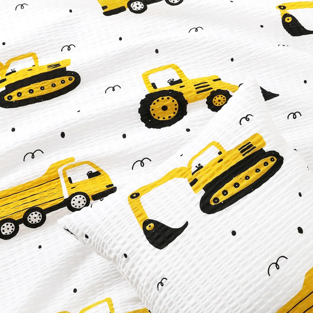 Goldea detská krepová obliečka na vankúš - bagre a stavebné autá 40 x 40 cm