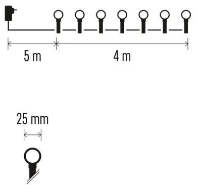 LED Vianočná vonkajšia reťaz 40xLED/9m IP44 ružová