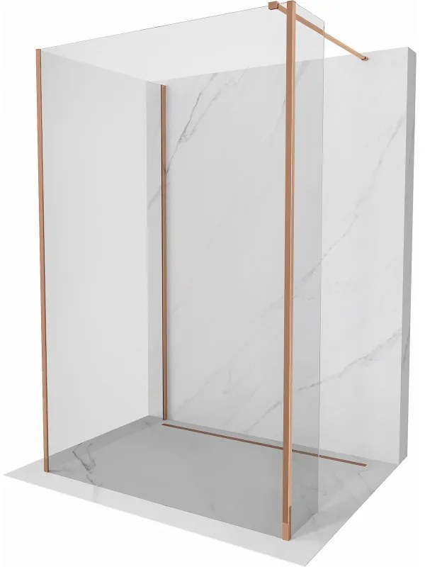 Mexen Kioto sprchová stěna Walk-in 130 x 105 x 30 cm, transparentní, růžové zlato - 800-130-105-221-60-00-030