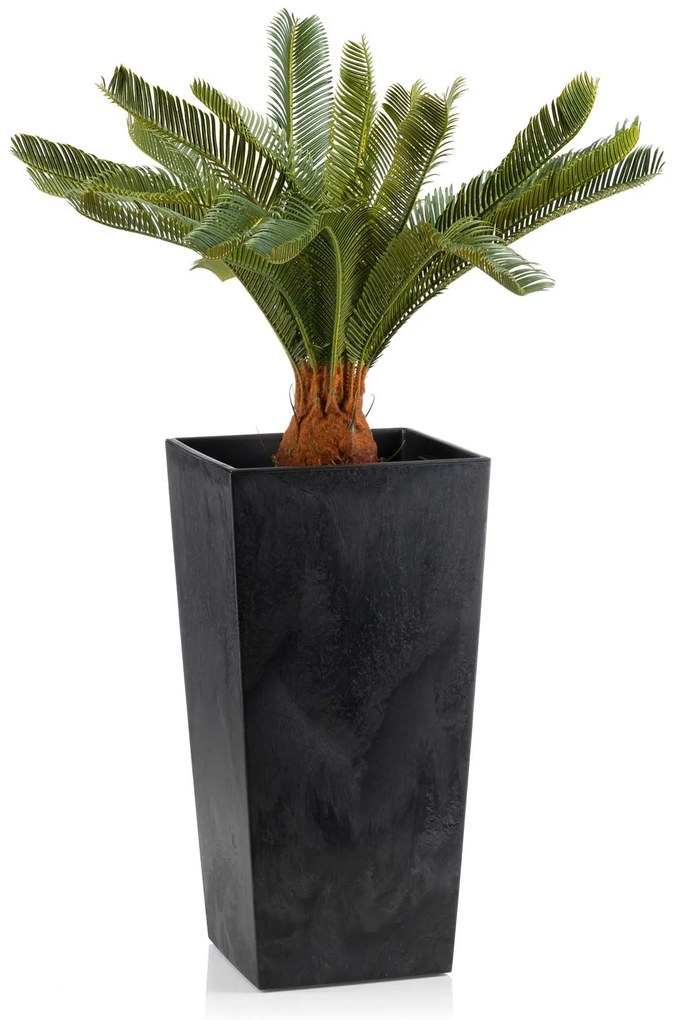 PLASTOVÝ KVETINÁČ PORTO 46X25X25 CM IMITÁCIA BETÓNU ČIERNA