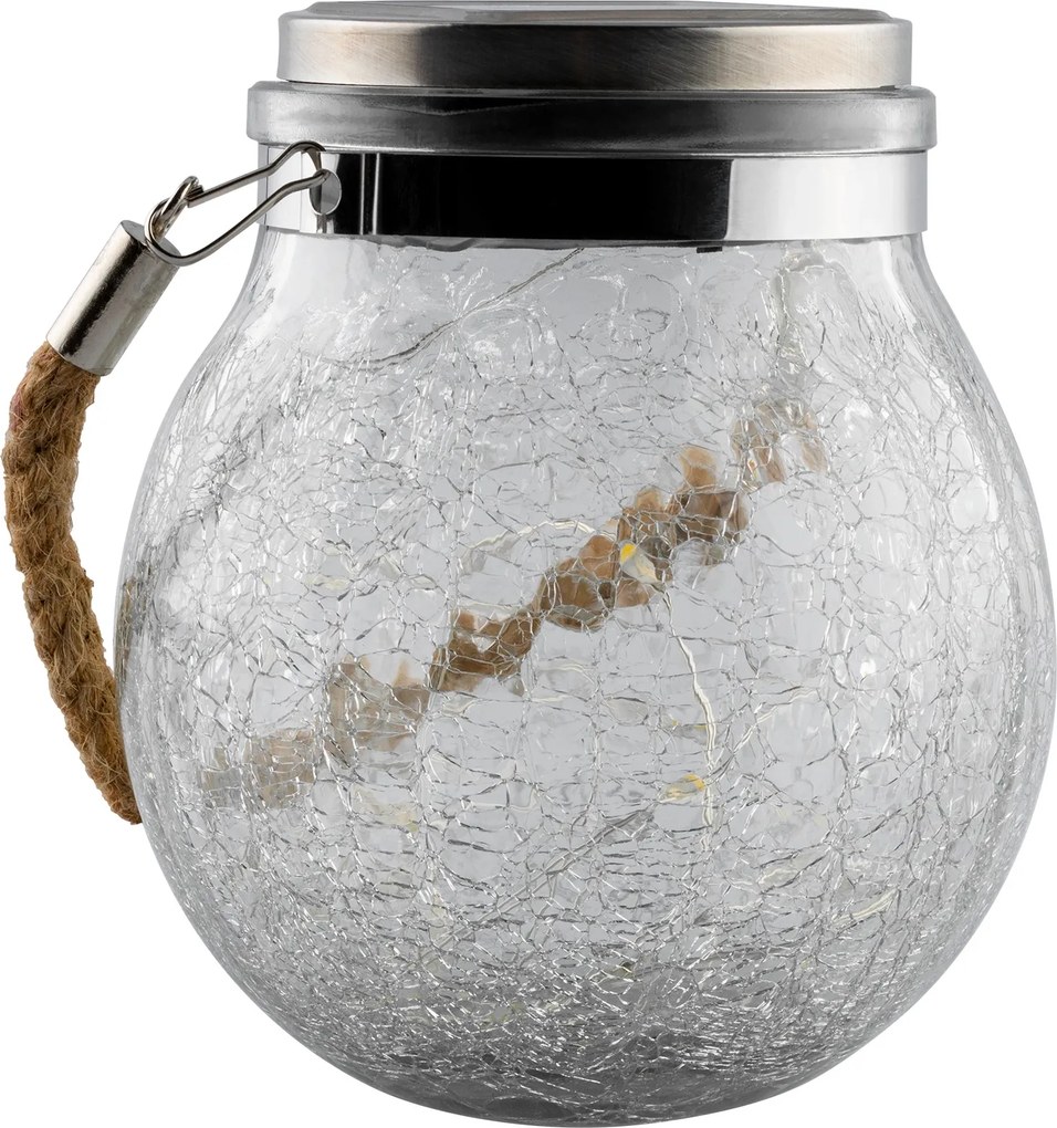 Solárna LED lampa Solik 12x14,5 cm číra/teplá biela